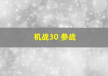 机战30 参战